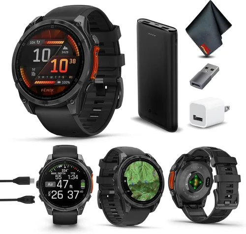 Miniatura 17 de Garmin Fenix 8 47MM AMOLED Zafiro Premium Multisport GPS Smartwatch de Titanio con Banda de Silicona Spark Orange/Grafito, Linterna LED Integrada