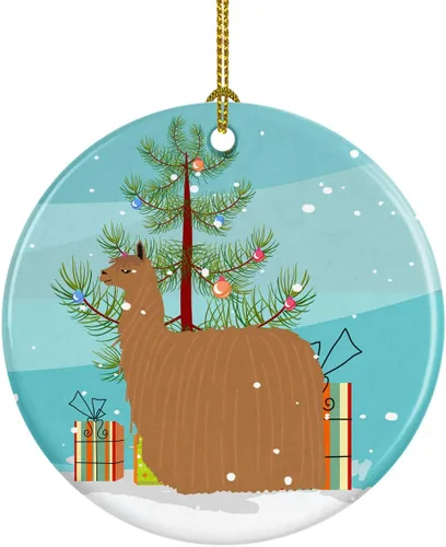 Miniatura 110 de Caroline's Treasures Adorno de cerámica de Navidad pintado o de codorniz chino, decoración colgante de árbol de Navidad verde azulado para el hogar