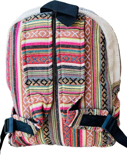 Miniatura 3 de Mochila hecha a mano de algodón de cáñamo del Himalaya de diseño único de 17 pulgadas grande Hippie, Festival, Senderismo y Tablet Laptop Mochila