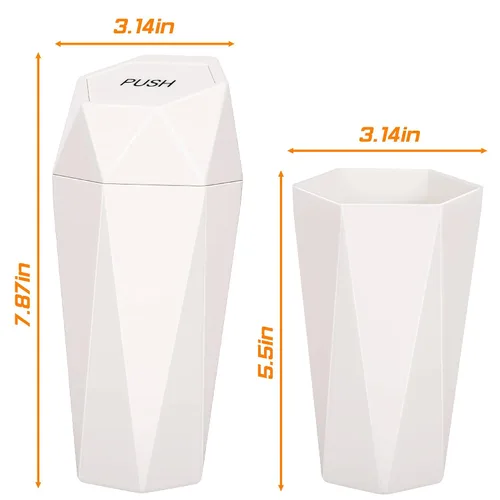 Miniatura 9 de Basurero portátil con tapa para automóvil, diseño de diamante, para automóvil, hogar, oficina, cocina, dormitorio (2 paquetes, beige)