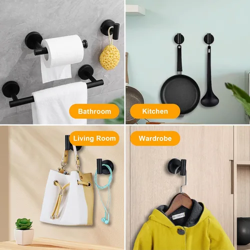 Miniatura 6 de Juego de accesorios de baño de 12 piezas, juego de toallero de 24 y 16 pulgadas, negro mate, juego de accesorios de baño de acero inoxidable SUS304