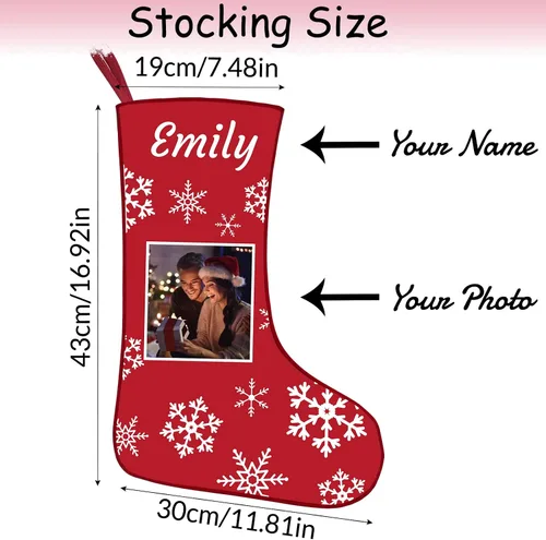 Miniatura 4 de Calcetines de Navidad personalizados con foto de nombre, imagen de perros y mascotas, patas de perro, calcetines de Navidad, decoración colgante