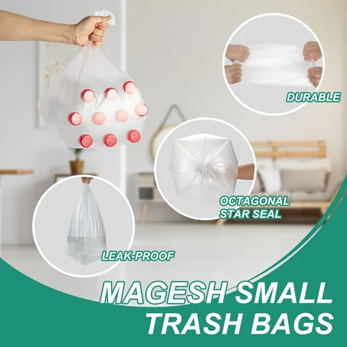 Miniatura 2 de Magesh Bolsa de basura de 4 galones fuerte, sin fugas, pequeñas bolsas de basura sin perfume gruesas para baño, oficina, cocina, bote de basura