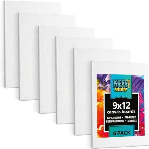 Miniatura 19 de KEFF Lienzo para pintar, paquete de 5 lienzos de 8 x 10 pulgadas, lienzos pequeños 100% algodón con triple imprimación para pintura. Mini lienzos a