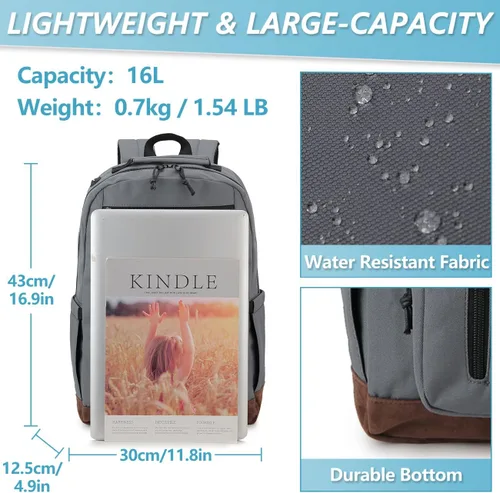 Miniatura 3 de Mochila escolar para niños, mochila de viaje ligera resistente al agua, Gris oscuro