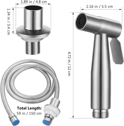 Miniatura 5 de Operitacx Pulverizador de fregadero con manguera, rociador lateral de cocina de acero inoxidable 304, conector de 1/2 pulgada para lavar verduras