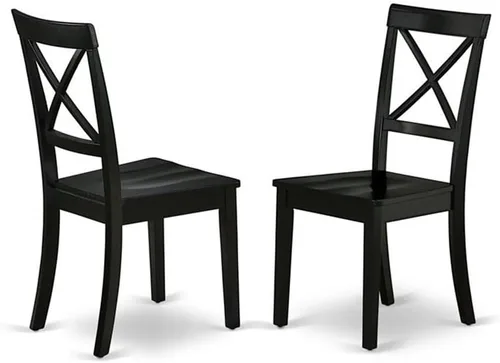 Miniatura 4 de East West Furniture SHBO3-BLK-W Juego de muebles de habitación de 3 piezas contiene una mesa de cocina redonda con pedestal y 2 sillas de comedor