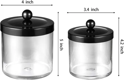 Miniatura 5 de Tarros de plástico de alta calidad para boticario, soporte Qtip para baño, tocador, encimera, organizador de almacenamiento de acrílico transparente
