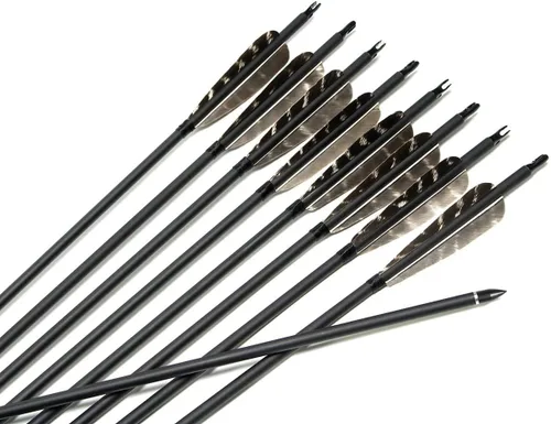 Miniatura 6 de 31Inch Carbon Arrow, Practice Hunting Arrows, Camo Turkey Feather Fletching, Arrows for Compound & Recurve Bow with Removable Tips Adjustable Nocks