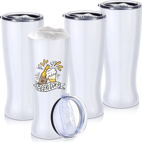 Miniatura 8 de Geetery 4 vasos de cerveza de acero inoxidable para hombres de 20 onzas, taza de cerveza de doble pared, taza aislada al vacío, regalos para café