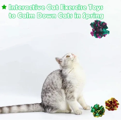 Miniatura 4 de Mylar - Bolas arrugadas para gatos, juguetes interactivos arrugados para gatos, bolas de juguete independientes para gatos gordos, gatitos
