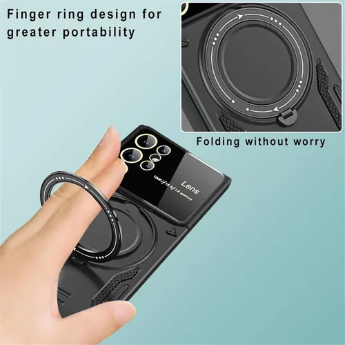 Miniatura 6 de Funda para Samsung Galaxy S22 Ultra con protector de lente de cámara, [compatible con MagSafe] con función atril protección de grado militar a Rojo