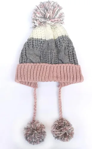 Miniatura 6 de HUAMULAN Gorro de invierno para mujer, con orejeras, con solapas, sherpa, esquí, nieve, forro polar, 3 pompones