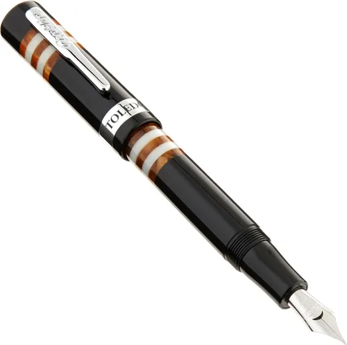 Miniatura 11 de Conklin Toledo - Pluma estilográfica en negro con segmentos de anillo naranja y blanco, punta de punta, instrumento de escritura premium con diseño