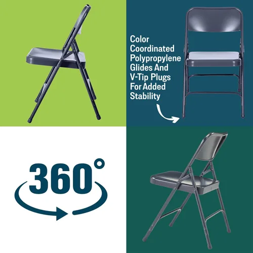 Miniatura 5 de National Public Seating - Sillas plegables portátiles de acero serie 200 sillas plegables de alta resistencia para interiores y exteriores, juego