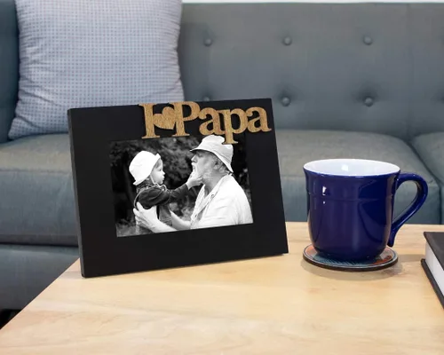Miniatura 3 de Isaac Jacobs Marco de fotos de madera negra con texto "I Love Papa" / I Heart Papa, 10x15 cm, regalo de fotos para papá, abuelo, familia, para mesa