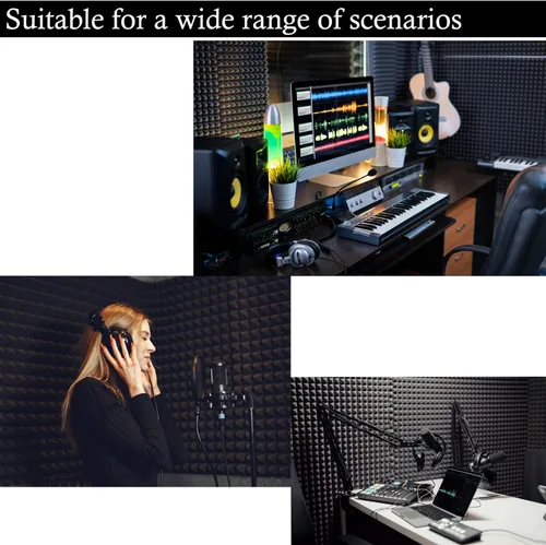 Miniatura 4 de Paquete de 4 paneles de espuma piramidal a prueba de sonido, espuma acústica de 48 x 24 x 2 pulgadas, paneles de pared insonorizados de alta