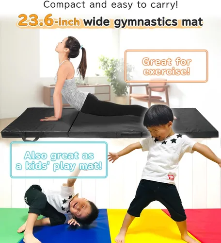 Miniatura 2 de KaRaDaStyle Tapete de gimnasia plegable y elástico de 71 x 24 x 2 pulgadas, para entrenamiento muscular, para niños, para yoga, deportes
