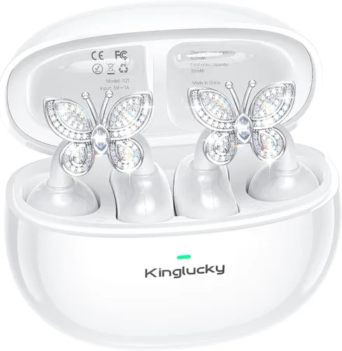 Miniatura 12 de Kinglucky Auriculares de oído abierto ClipFree con aretes de mariposa, auriculares ultracómodos y de ajuste seguro tipo clip, 50 horas de Oro rosa