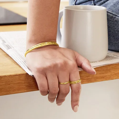 Miniatura 3 de Pulsera cepillada de oro amarillo italiano de 10 quilates Canaria