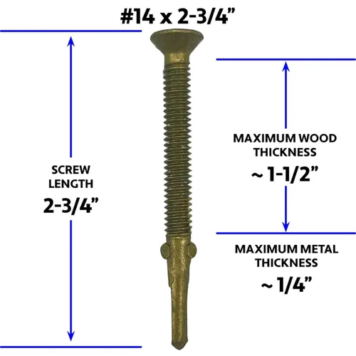 Miniatura 2 de Tornillo Tek Torx/Star/Star Head Autoperforante de madera a metal #14x2-3/4 (100 Pca), tornillos Tek para plataformas planas, remolques o fijación