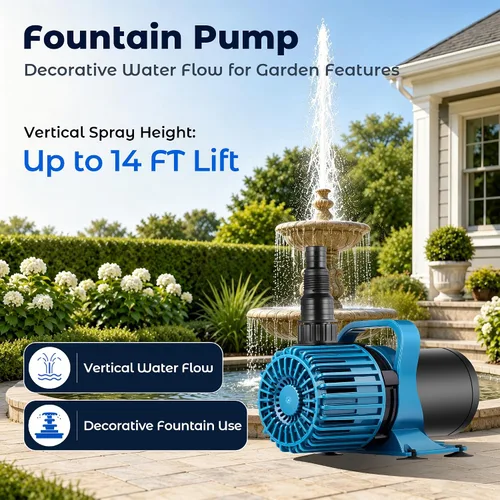 Miniatura 4 de TONGCHANT Bomba de estanque, 1600 GPH y elevación de 14 pies, bomba de agua sumergible de 100 W para fuente de estanque de peces, cascada y función