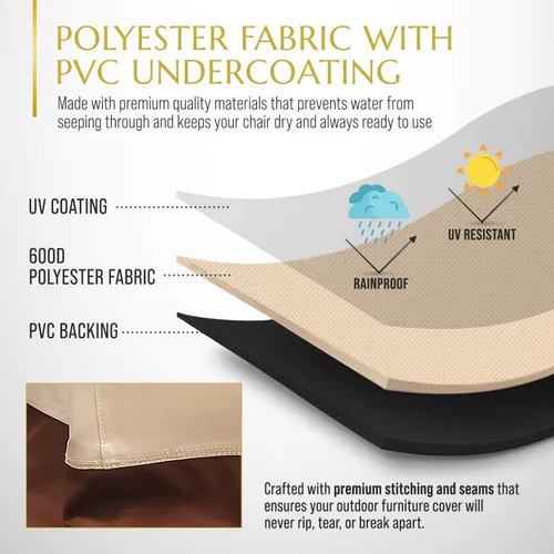 Miniatura 3 de Funda para muebles de patio, funda impermeable para sofá y sofá biplaza, poliéster resistente con revestimiento UV, fundas para muebles de exterior