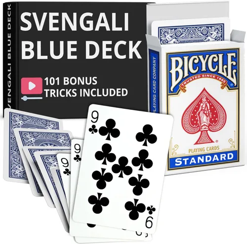 Miniatura 32 de Ted's Sterling Magic Precision Blue Rider Back Bicicleta Svengali Deck con instrucciones para más de 100 trucos (2 de clubes)