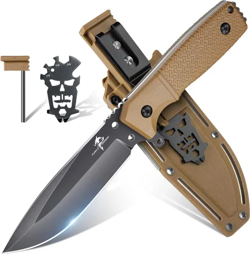 Purple Dragon Cuchillo de hoja fija con funda Kydex Cuchillos caqui para acampar, regalos para hombres