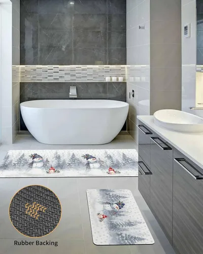 Miniatura 5 de Tapete de baño de muñeco de nieve para bañera, antideslizante, de secado rápido y absorbente, tierra de diatomeas, fregadero, dormitorio, cocina