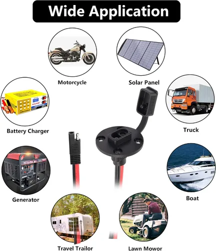 Miniatura 7 de CERRXIAN Cable solar de panel de montaje empotrado SAE de 1.0 ft 10 awg y cable de extensión de puerto de pared lateral SAE a SAE de conexión rápida