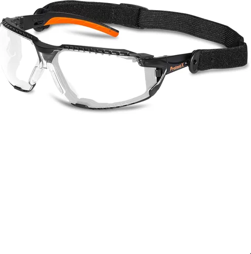 Miniatura 11 de ProtectX Anteojos de seguridad clásicos, lentes antivaho resistentes a los arañazos, gafas protectoras para el trabajo, interior/exterior, ANSI Z87.1