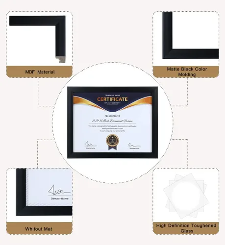 Miniatura 5 de ELSKER&HOME Portarretratos de 8.5 x 11 pulgadas, marco para documentos de certificado, paquete de 6 con vidrio semimecado, marco de diploma