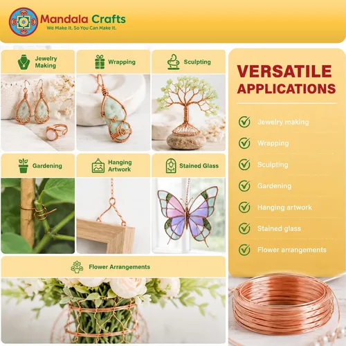 Miniatura 3 de Mandala Crafts Alambre de cobre puro calibre 18 para hacer joyas, envolver, esculpir y electroculturar jardinería – 3.3 x 5 yardas surtido