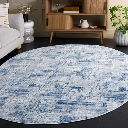 SAFAVIEH Amelia Collection - Alfombra ovalada de 6 x 8 pies, azul y gris, no desprende pelusa y fácil de limpiar, ideal para sala de estar,