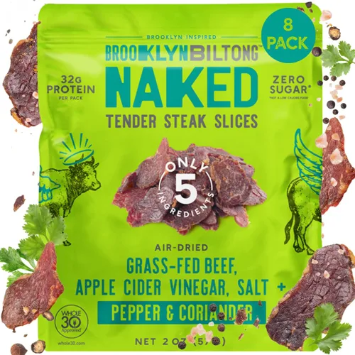 Miniatura 21 de Brooklyn Biltong - Bocadillo de carne de res alimentada con pasto secado al aire, carne seca sudafricana - Aprobado por Whole30, Paleo, Keto, sin