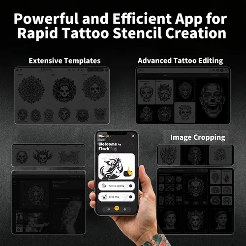 Miniatura 5 de KNAON Impresora profesional de plantillas de tatuajes, máquina de transferencia térmica inalámbrica Bluetooth para tatuajes, incluye 10 piezas