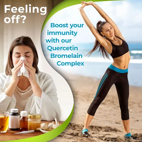 Miniatura 7 de Quercetina con bromelina, vitamina C y zinc enriquecida con alimentos integrales orgánicos - 1215 mg por porción - Cápsulas de quercetina fitosoma