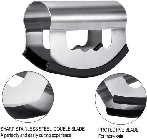 Miniatura 3 de Cuchillo picador de ensalada con cubierta protectora, cortador de ensalada de acero inoxidable, cuchillo de corte de doble hoja, picador de ensalada