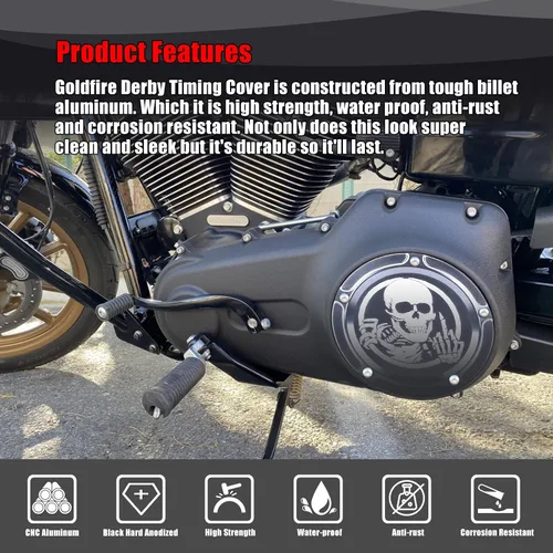 Miniatura 4 de Goldfire Cubierta de temporizador Derby de 5 agujeros y cubiertas de puntos para Harley 1999-2014 Big Twin Cam Touring Road King Electra Glide FLHR