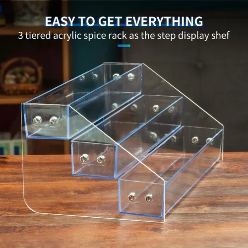 Miniatura 2 de Estante de especias acrílico, estante de especias escalonado, organizador de condimentos para encimera, gabinete, despensa, almacenamiento