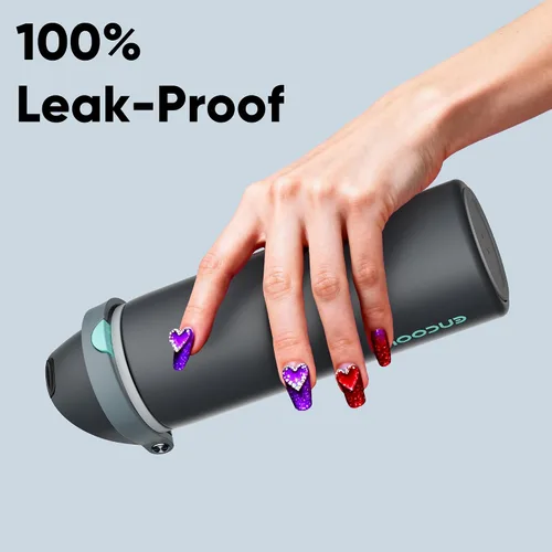 Miniatura 6 de ENCOOL Botella de agua aislada con popote, botella de agua de acero inoxidable con tapa de botón, a prueba de fugas y sin BPA, mantiene el frío Atún