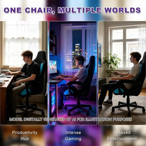 Miniatura 7 de Fundas para Sillas Gaming Solamente, Elásticas Suaves Gruesas de Malla Transpirable Resistentes a Rayones Funda de Asiento para Silla Gaming con 2