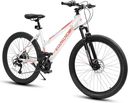 Ecarpat 24/26 Inch Mountain Bike for Women Girls, 21-Speed Mountain Bicycle with Disc/V-Brakes and Front Fork Suspension, Carbon Steel Frame MTB