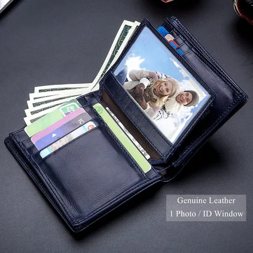 Miniatura 3 de BULLCAPTAIN Cartera plegable de cuero genuino de gran capacidadtitular de la tarjeta de crédito para los hombres con 15 ranuras para tarjetas