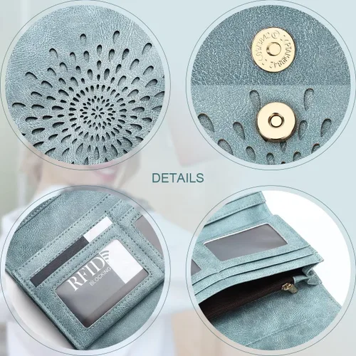 Miniatura 3 de Aphison - Cartera larga de cuero suave RFID para mujer, con caja de regalo