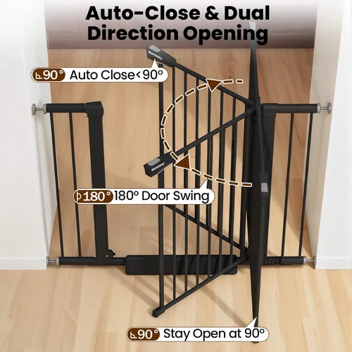 Miniatura 9 de Puerta de bebé para escaleras, puerta de perro de cierre automático de 26 a 40 pulgadas para puertas, puerta infantil montada a presión con puerta