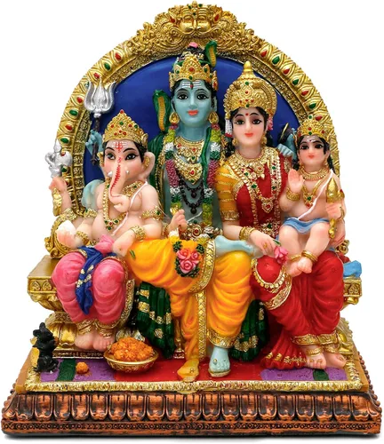 alikiki Estatua familiar de Dios Shiva hindú – 6.9 pulgadas de alto Murti Shiva Familia Diwali regalo Pooja Artículo Puja Regalos para amigos