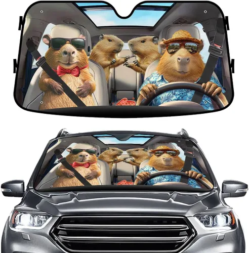 Miniatura 28 de GENANY - Cubierta de parabrisas de flamenco para automóvil, SUV, camión (55 x 30 pulgadas), protector térmico plegable, persianas para ventanas