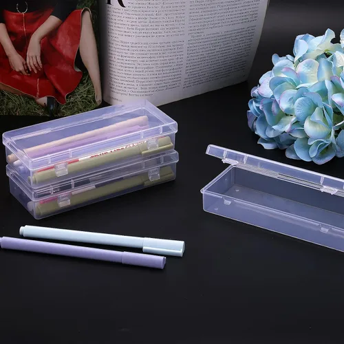 Miniatura 4 de WLLHYF Paquete de 3 recipientes de almacenamiento pequeños de plástico con tapas con bisagras, caja rectangular de plástico transparente